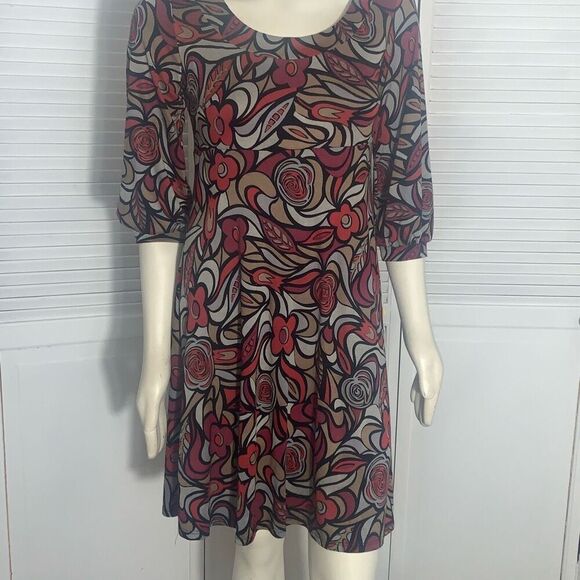 NWT Vintage Floral Psychedelic Print Mod Dress Medium - Picture 1 of 15